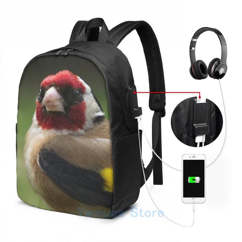Goldfinch USB Charge Backpack Men Women Travel Laptop Bag