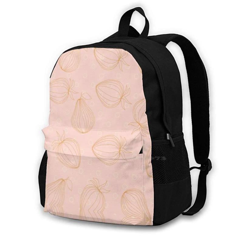 Classic Bag Backpack For Men Women Girls Teenage Peach Strawberry Leaves