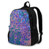 Large Capacity Laptop Travel Backpack - Bubbly Bubbles Purple Peach