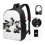 Oswald and Ortensia Smitten USB Charge Backpack Men Women Travel Laptop Bag