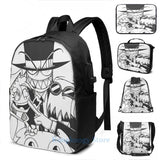 Villainous USB Charge Backpack Funny Graphic Print Men Women Travel Laptop Bag
