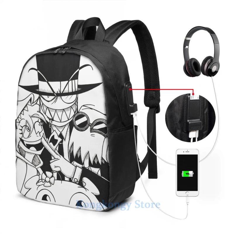 Villainous USB Charge Backpack Funny Graphic Print Men Women Travel Laptop Bag