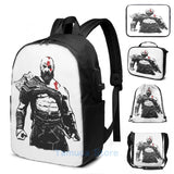 Kratos USB Charge Backpack Funny Graphic Print for School Travel