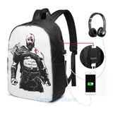 Kratos USB Charge Backpack Funny Graphic Print for School Travel