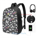 Funny Graphic print Battle Cats USB Charge Backpack School Travel laptop bag