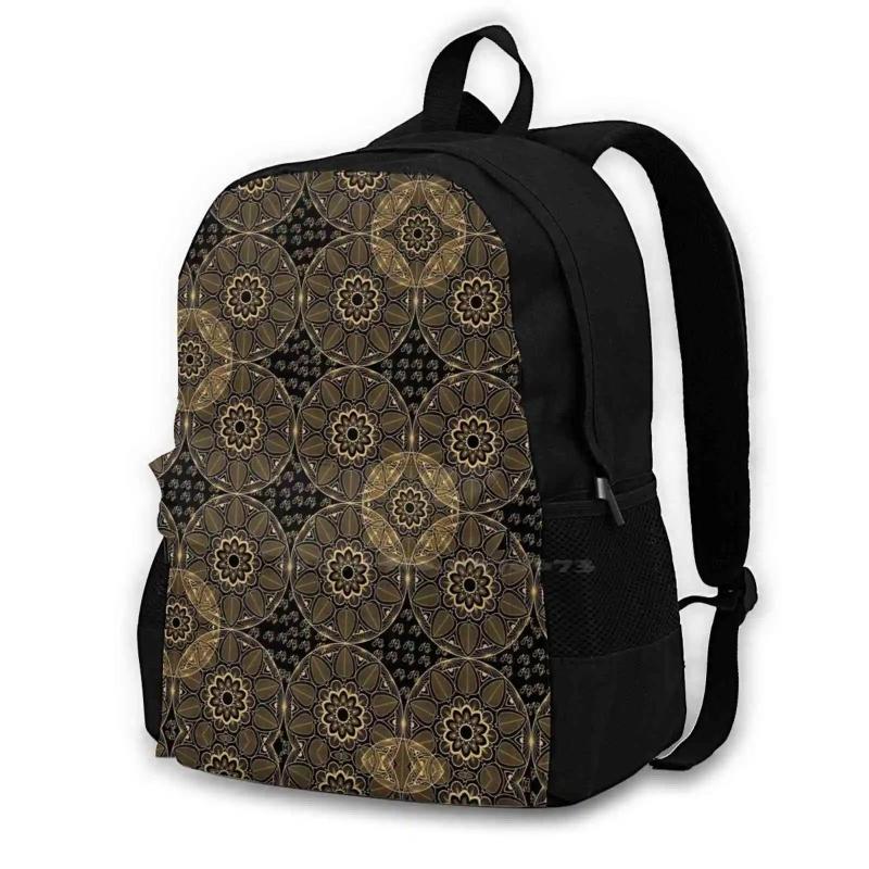 Golden Printed Pattern Backpack for Men Women Girls