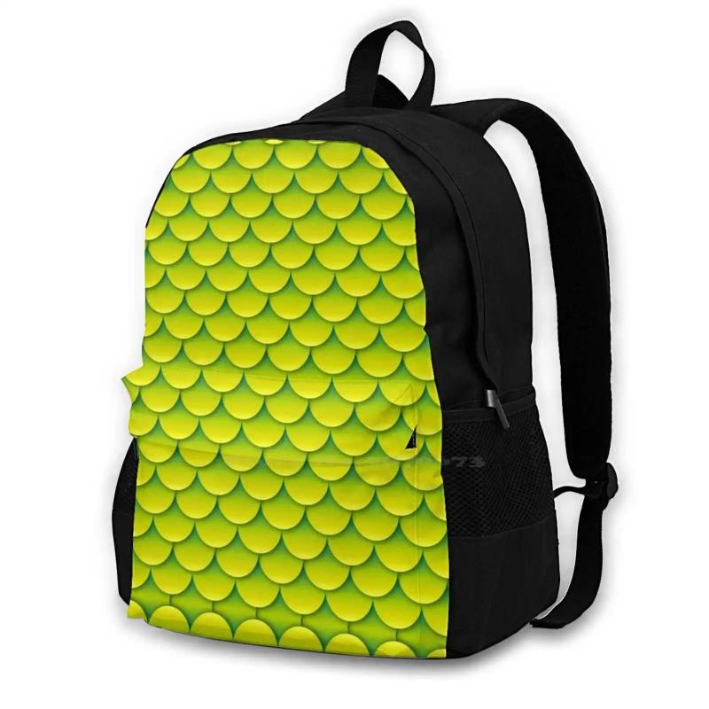 Dragon Skin Laptop Travel School Bags Green Fishy Fish Croco Shell