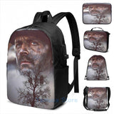 Funny Graphic Print USB Charge Backpack School Bag Travel Laptop Bag