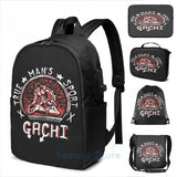 Funny Graphic gachi USB Charge Backpack School bags