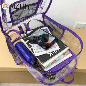 Women Transparent Layers Knapsack Rucksack Backpacks