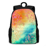 Watercolor Wonderland Backpacks Orange Teal Pink Purple Green Cream
