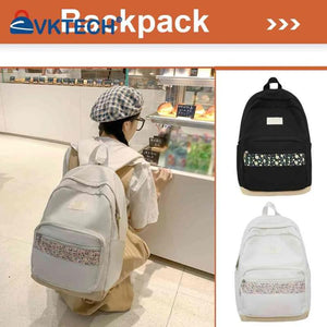 Floral Print Laptop Bookbag Nylon Shoulder Rucksack Backpack