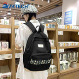 Floral Print Laptop Bookbag Nylon Shoulder Rucksack Backpack