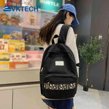 Floral Print Laptop Bookbag Nylon Shoulder Rucksack Backpack