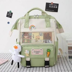 5Pcs Canvas School Backpacks for Teenage Girls