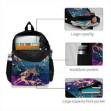 Jewel Tone Rose Marble School Bag Backpack Laptop 15 Inch Turquoise Purple