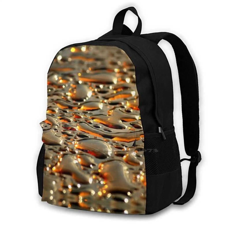 Amber Glass Liquid Bags Backpacks Water Drops Abstract
