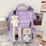 Preppy Purple Backpack Women Waterproof Candy Colors Fancy High School
