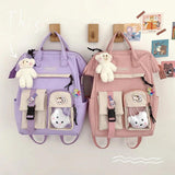 Preppy Purple Backpack Women Waterproof Candy Colors Fancy High School