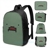 Funny Graphic Print USB Charge Backpack School Travel Laptop Bag