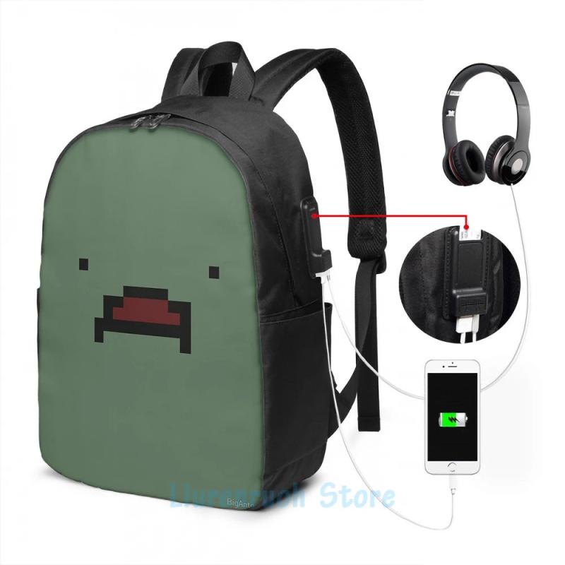 Funny Graphic Print USB Charge Backpack School Travel Laptop Bag