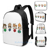 Funny Graphic Eddsworld USB Charge Backpack School Travel Laptop Bag