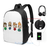 Funny Graphic Eddsworld USB Charge Backpack School Travel Laptop Bag