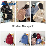 Casual Bear Pendant Backpack for Girls - Large Capacity Daypack