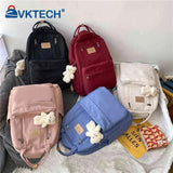 Casual Bear Pendant Backpack for Girls - Large Capacity Daypack