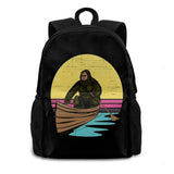 Bigfoot In a Boat Sasquatch Backpack for School Laptop Travel