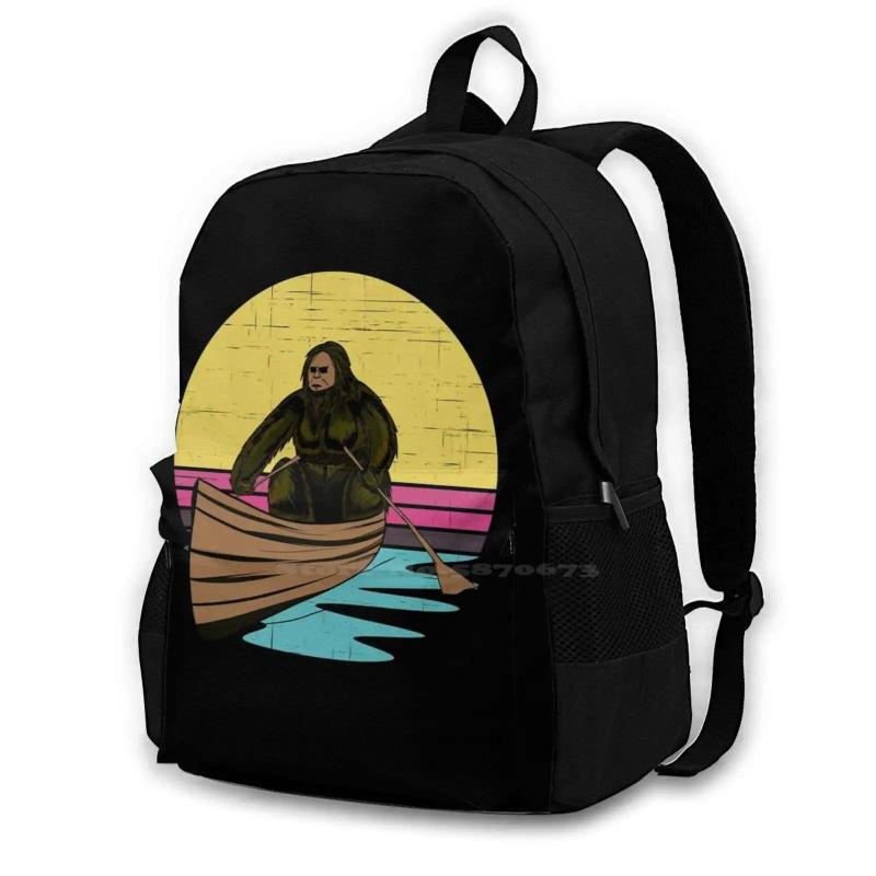 Bigfoot In a Boat Sasquatch Backpack for School Laptop Travel