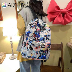 Casual Graffiti School Backpack Multi-layer Pockets Student Schoolbag