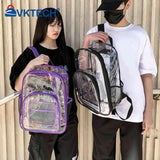 Unisex Transparent Layers Knapsack Rucksack Casual Students Preppy Style L