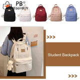 Girls Casual Bear Pendant Backpack Large Capacity Outdoor Travel Daypacks