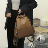 Oxford Cloth PU Stitching Backpack School Bag Women