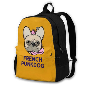French Punkdog Backpack for Student School Laptop Travel