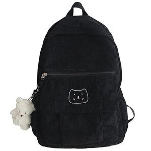 Striped Corduroy Backpack for Teens