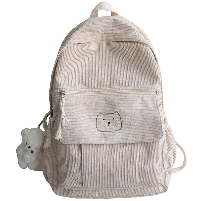 Striped Corduroy Backpack for Teens