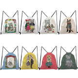 Japanese Style Travel Backpack Cat Girl Print Softback Bag
