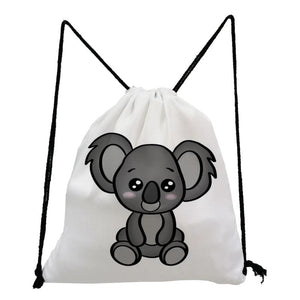 Koala Print Drawstring Backpack for Students - Cute Animal Design