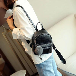 Mini Stone Pattern Backpack Women Casual Soft Leather Bag