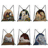 Westie Dog Painting Drawstring Backpack for Students
