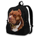 Brown Pitbull Travel Laptop School Backpack Bag Pitbull Dog Animal