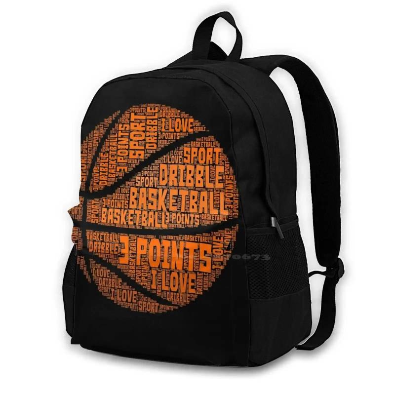 Basketball Ball Word Cloud Sport Large Capacity Backpack