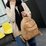 Women Solid Corduroy Large Capacity Student Backpack