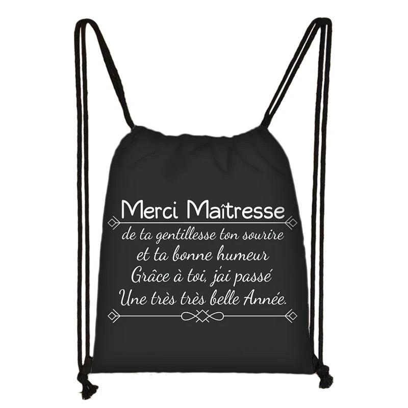 Atsem Merci Maitresse Print Cosmetic Case Teenager Storage Bags