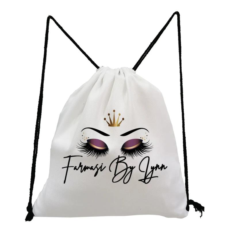 Cute Eyelash Print Drawstring Backpack for Girls