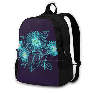 Teal Sunflowers Teen College Student Backpack Laptop Travel Bags