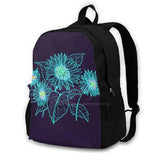 Teal Sunflowers Teen College Student Backpack Laptop Travel Bags
