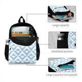 Lightblue Diamond Chevron Pattern Travel Laptop Backpack Bag